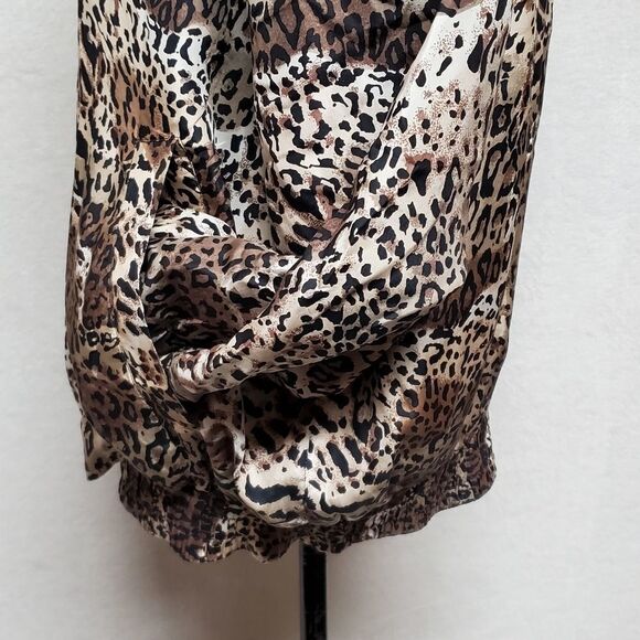 VINTAGE 1980s Fu Da International Silk Cheetah Print Full-zip Bomber Jacket - Picture 9 of 15